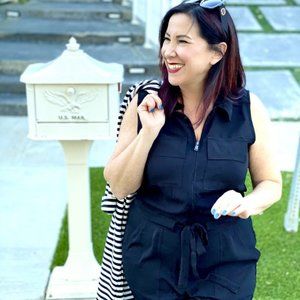 Cabi 5944 Caper Jumpsuit Black Spring 2021 Medium EUC